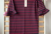 dress Bnwt navy &amp; red striped dress with frilled sleeves soaked in luxury dress small