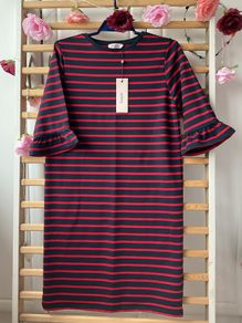 dress Bnwt navy & red striped dress with frilled sleeves soaked in luxury dress small