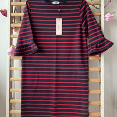dress Bnwt navy & red striped dress with frilled sleeves soaked in luxury dress small