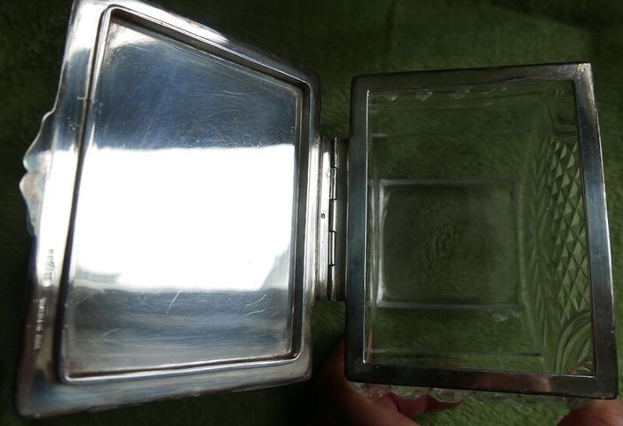 Antique Crystal Cut Glass  Trifle Serving Bowl With Silver Plated Rim and Cover