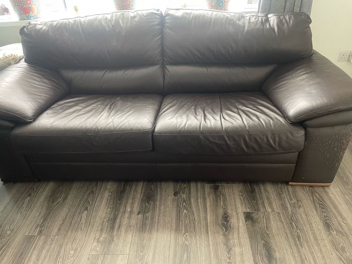 Brown leather sofa