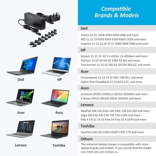 Universal Laptop Charger Adapter for HP Dell Asus