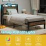 3ft Single Bed Frame with Charging Station and LED Lights, Wood Headboard with Storage Shelves, Heavy Duty Metal Slats, No Box Spring Needed, Noise Free, Easy Assembly,Black Image 2