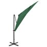 Cantilever Umbrella with Pole and LED Lights Green 250 cm Image 3
