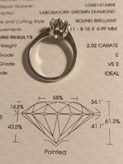 18ct White Gold Hand Made 2ct.Diamond Solitaire Ring