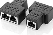 Cat6 RJ45 8P8C Plug to Dual RJ45 Ethernet Switch Adapter Black