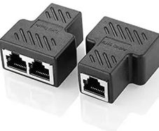 Cat6 RJ45 8P8C Plug to Dual RJ45 Ethernet Switch Adapter Black