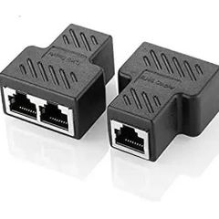 Cat6 RJ45 8P8C Plug to Dual RJ45 Ethernet Switch Adapter Black