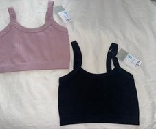 Two New Primark Crop Tops in Black and Pink - Size small