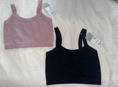 Two New Primark Crop Tops in Black and Pink - Size small