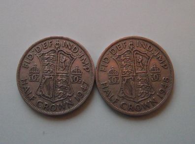 Great Britain. George VI. 2 Half Crowns (1947+1948)
