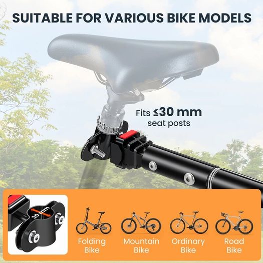 Bike Cargo Trailer Bicycle Cargo Storage Cart w/ Hitch Cycling Camping Luggage Storage Carrier Transport Steel