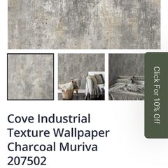 10 rolls of  Wallpaper / Charcoal Muriva