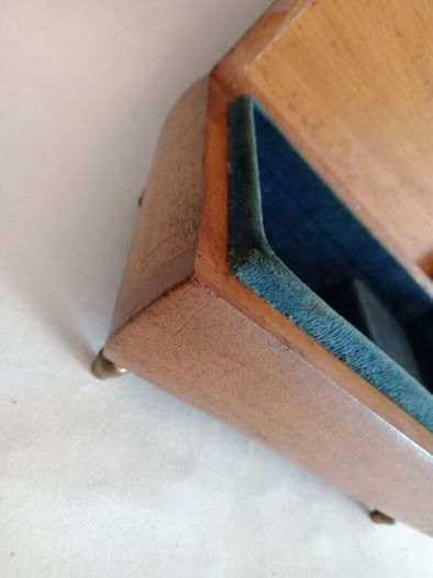 Antique Wooden and Brass Inlay Music Jewellery Box