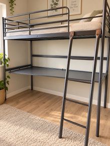 Metal Loft Bed with Integrated Desk