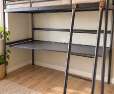 Metal Loft Bed with Integrated Desk