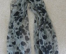 ladies grey and black lepoard print style lightweight scarf