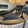 Ladies Black Dolomite Kitten Heal Sling back shoe Image 2
