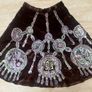 Vintage Pink Soda Handpainted Velvet Sequinned A line skirt Size UK10 Image 2