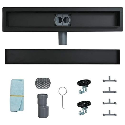 Shower Drain 2-in-1 with 360 Siphon Black 70 cm
