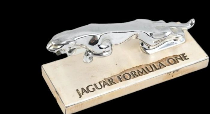 Rare silver metal Jaguar Formula one model