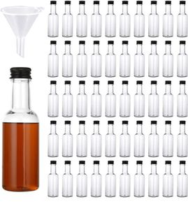50PCS 50ML Liquor Bottles, Plastic Empty Spirit Bottles with Aluminum Lids and Clear Funnel, Reusable Transparent Sauce & Liquor Bottles for Liquid storage (FREE POSTAGE)