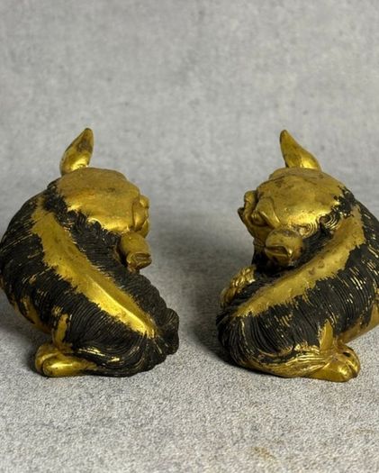 Guardian Lion statues - Gilt Bronze