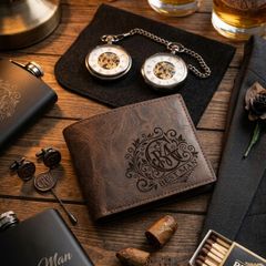 Best Man engraved leather PU wallets