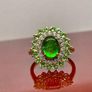 Ammolite, Tsavorite Garnet White Zircon Ring Image 10