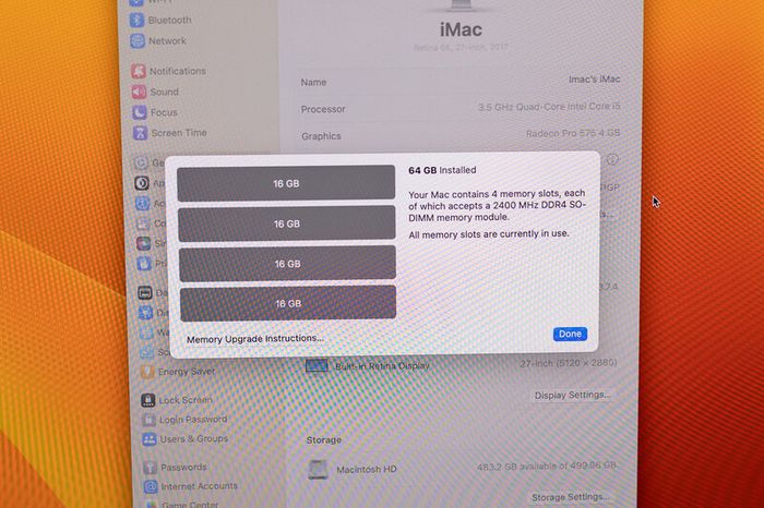 iMac 2017,  27 inches Retina 5K, 64GB RAM