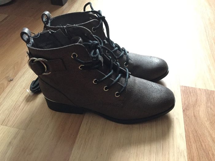 BRAND NEW with tags, Metallic Silver Flat Ankle Boots