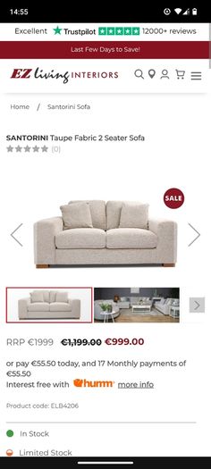 Santorini two seater sofa
