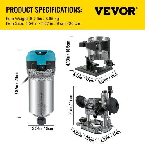 Router Tool, 710W Wood Router, Router for Woodworking w/ Three Router Collets, Wood Router Tool w/ Tilt & Plunge Base, Woodworking Router w/ Aluminum Shell and 13000 - 33000 r/min Rotating Speed (FREE SHIPPING)