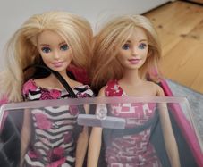 Barbie dolls and car
