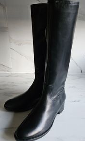 Original GEOX women's equestrian-style black leather boots Felicity size 7 UK EU 41 NEW