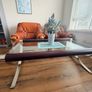 Solid Oak Leather 3+1+1 sofa for sale Image 8