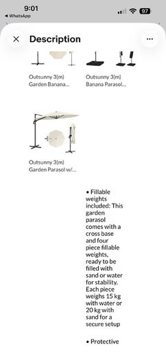 Large parasol with base