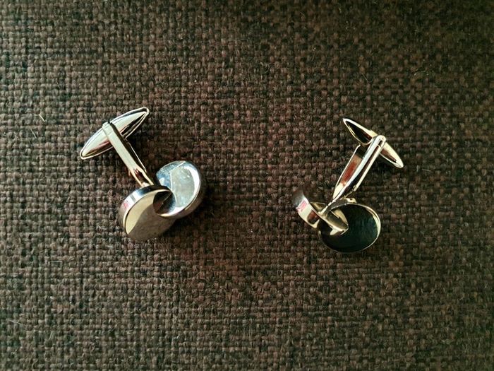 4 Pairs Men's Cufflinks - Silver & Blue Modern Designs