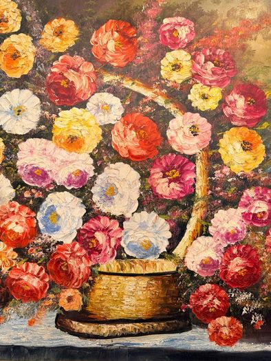 Monumental Floral Still Life Oil Painting