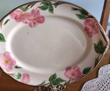 Vintage Franciscan Desert Rose hand decorated 14" oval serving platter made in Staffordshire England