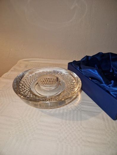 Avoca Blue crystal handmade candle holder