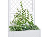 Garden Raised Bed with Trellis and Self Watering System White