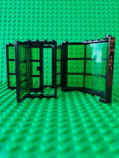 Used Lego LEGO Black Police Station City Panels with Translucent Green Glass