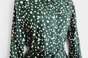 Dorothy Perkins Green Spotted Polka Dot Belted Shirt Dress