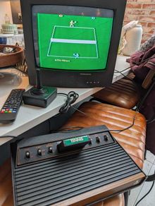 Ultimate Atari Setup - Refurbished Atari 2600 Bundle + Tennis Game + CRT TV - Ready to Play #459