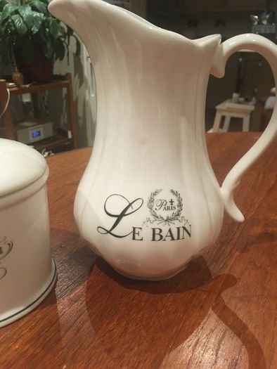 Le Bain Paris Porcelain Jug and Roses de Parfum Victor Vaissier Lidded Jar
