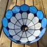 Vintage Tiffany-Style Stained Glass Lampshade  Mediterranean Blue & Cream Image 2