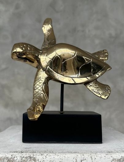 Turtle - Polished Bronze, Metal Stand