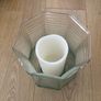Large 8.5" tall flarred scalloped Aqua Glass Candle Holder or Vase with LED Candle Image 3