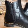 Black Women's Ankle Boots Gold Chain On The Side Gold Studs On The Edge Elastic On The Side, size 39 Image 9